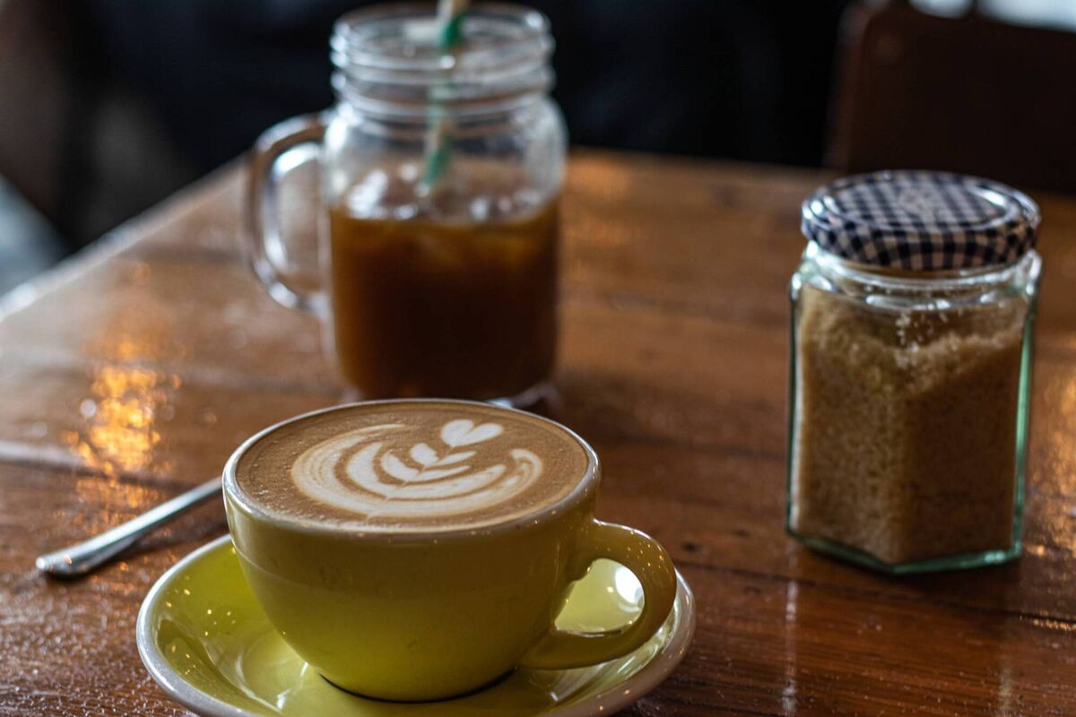 A flat white and an iced Americano, at Good for the Soul, Ballincollig. Picture: Richard Gordon
