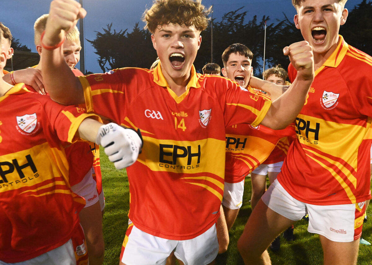 Eire Og Johnny Galvin leads the celebrations after defeating Bandon in the Rebel Og Premier 2 MFC final at Pairc Ui Rinn. Picture; Eddie O'Hare Eire Og Johnny Galvin leads the celebrations after defeating Bandon in the Rebel Og Premier 2 MFC final at Pairc Ui Rinn. Picture; Eddie O'Hare