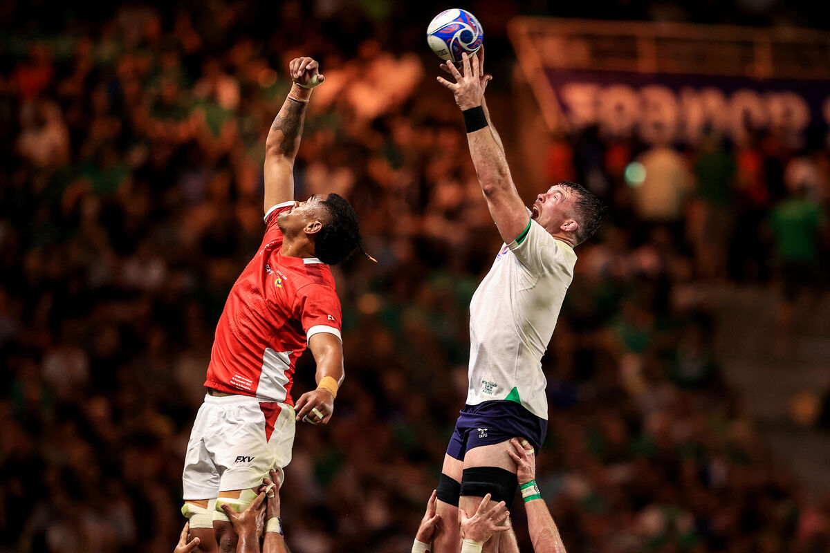 Ireland's Peter O'Mahony in action against Tonga Ireland's Peter O'Mahony in action against Tonga