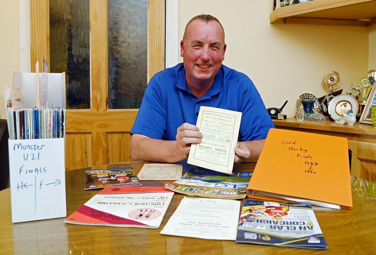 Dan Cronin holding the 1947 Cork Co. SHC final programme as he looks through some of his Cork GAA programmes collection. Dan Cronin holding the 1947 Cork Co. SHC final programme as he looks through some of his Cork GAA programmes collection.