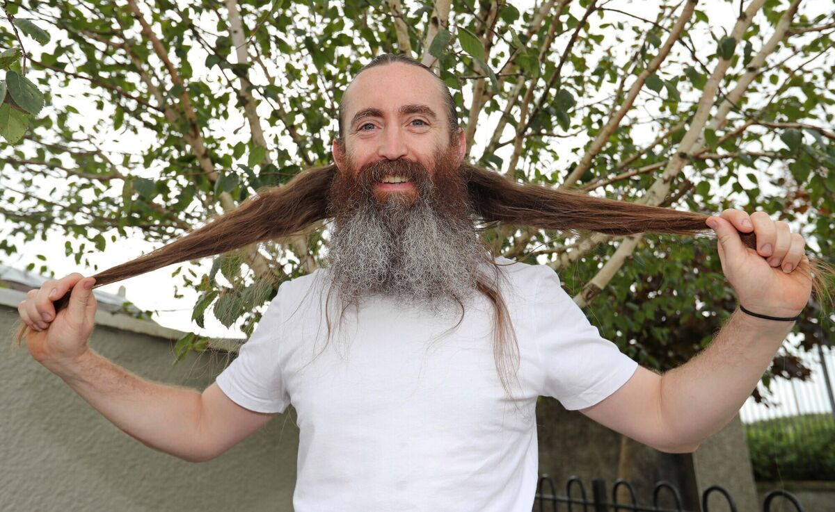 Seán Casey, ahead of cutting his hair to donate to the princess trust (who make wigs for children) in memory of his nephew James, at his home in Knocknaheeny, Cork.