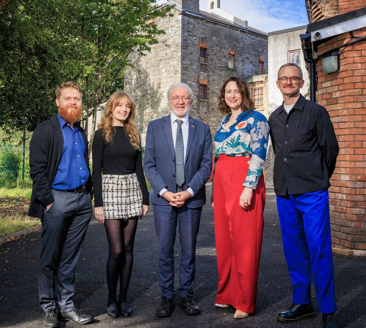 Open House Dublin programme launch at Kilmainham Mill, 6 September 2023. L-R: Ciarán Molumby and Laura Carroll (Islander Architects), minister of State for Heritage and Electoral Reform Malcolm Noonan TD, Dr Dervla MacManus, Irish Architecture Foundation director Emmett Scanlon. Photo by Marc O’Sullivan. Open House Dublin programme launch at Kilmainham Mill, 6 September 2023. L-R: Ciarán Molumby and Laura Carroll (Islander Architects), minister of State for Heritage and Electoral Reform Malcolm Noonan TD, Dr Dervla MacManus, Irish Architecture Foundation director Emmett Scanlon. Photo by Marc O’Sullivan.
