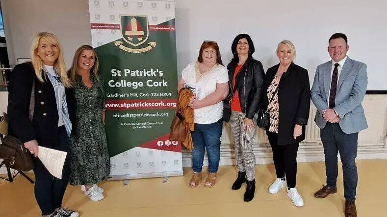 Principal Brian Cronin chatting with parents at the school's recent open night.