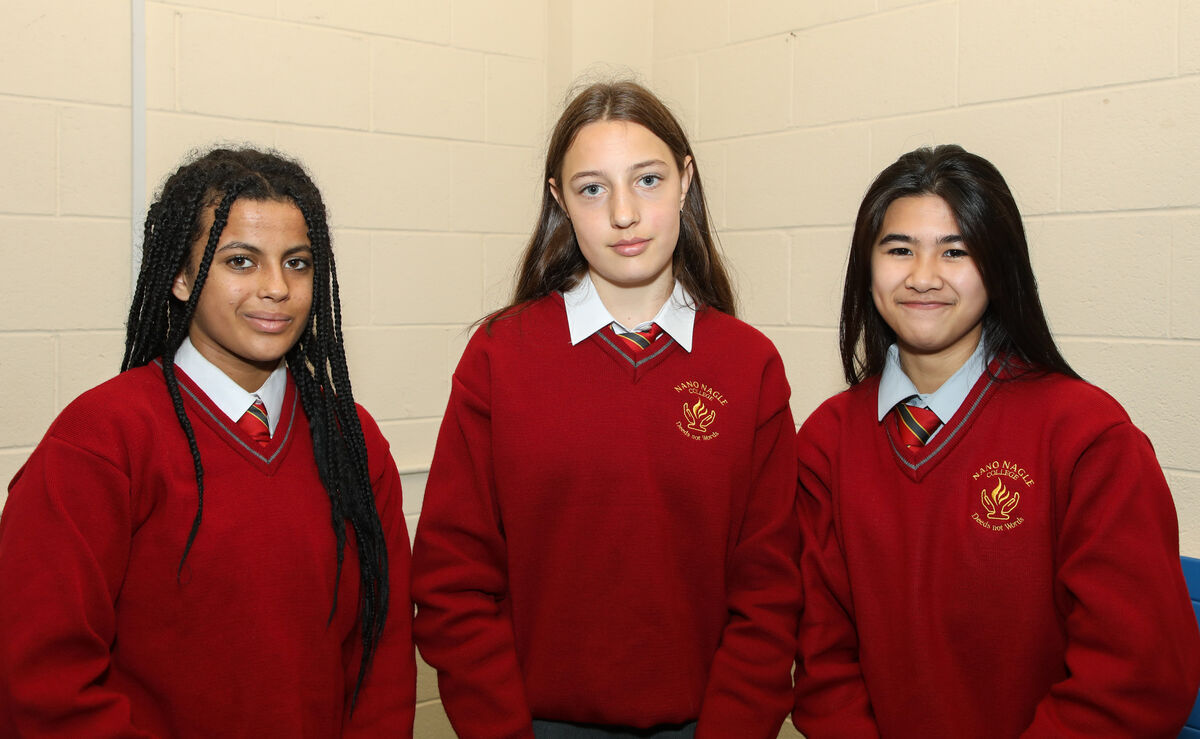 Students, Jade O'Meara, Sarah Mathian and Izabella Adrias of the Nano Nagle College, Farranree, Cork. - Picture: David Creedon Students, Jade O'Meara, Sarah Mathian and Izabella Adrias of the Nano Nagle College, Farranree, Cork. - Picture: David Creedon