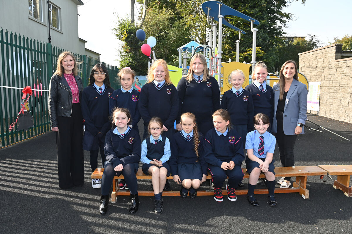  The student council with principal Rachel Uí Fhlannabhra and teacher Sinead Green at the launch of a outdoor learning space at Scoil Aiseiri Chriost, Farranree, Cork. Picture Dan Linehan