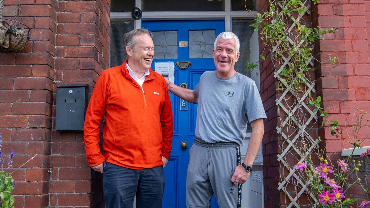 Cork Simon's CEO, Dermot Kavanagh with Declan who recently moved into one of the Community's high-support houses as he continues his journey out of homelessness. Cork Simon's CEO, Dermot Kavanagh with Declan who recently moved into one of the Community's high-support houses as he continues his journey out of homelessness.