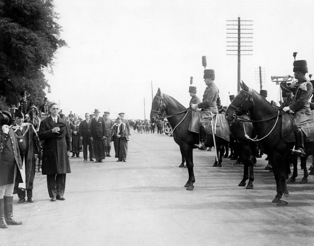 Military tattoo greets Eamon De Valera at Tivoli on the day of the opening of the new Cork city hall 8/9/1936 