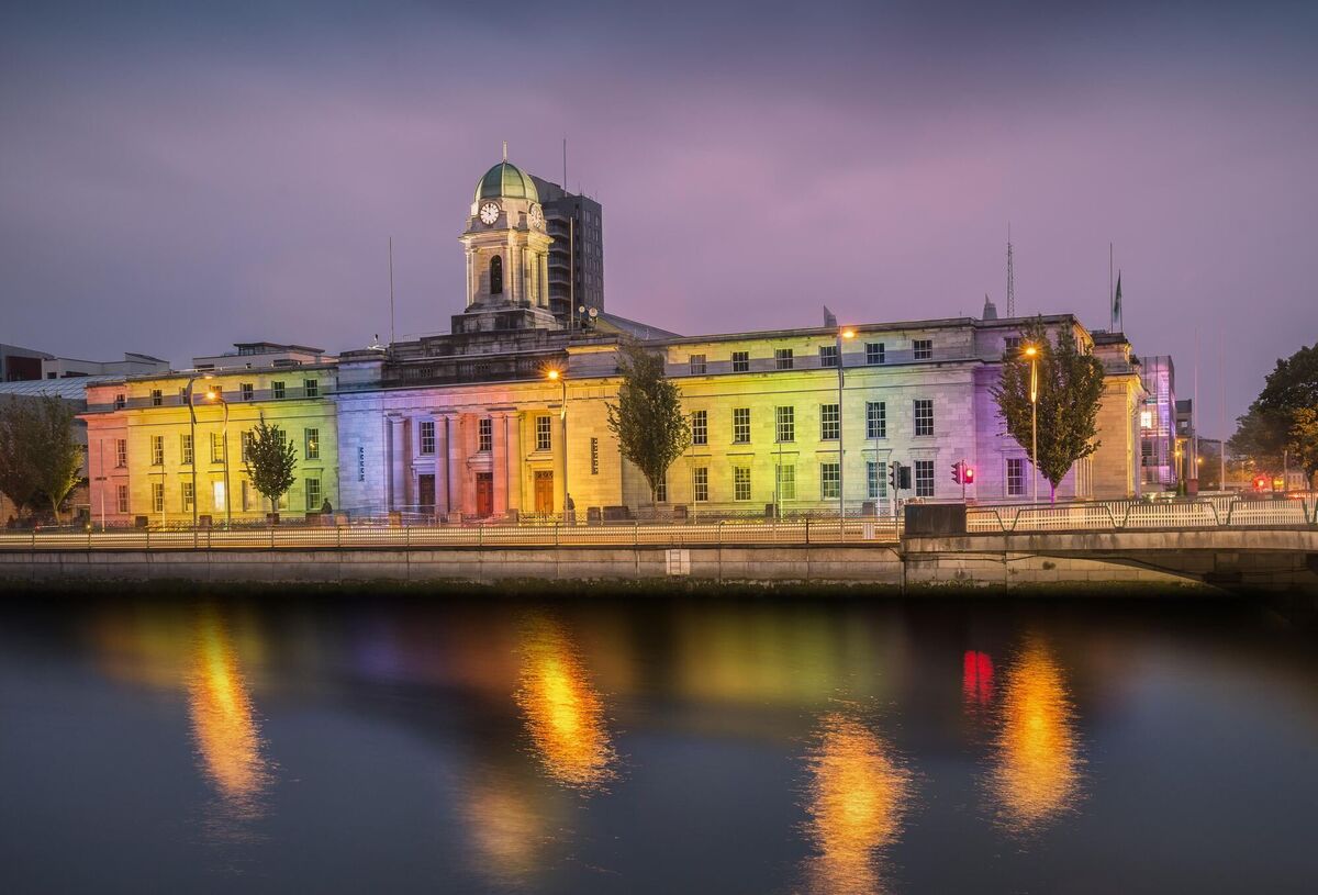 Cork City Hall lights up in rainbow colours to celebrate the start of the 10th annual Cork LGBT Pride Festival. This is the first time a City Council in Ireland has demonstrated its support for the LGBT community in this way. 