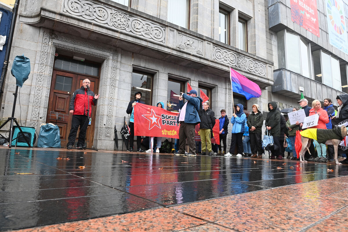  Mick Barry TD speaking at the rally.  Pic Larry Cummins 