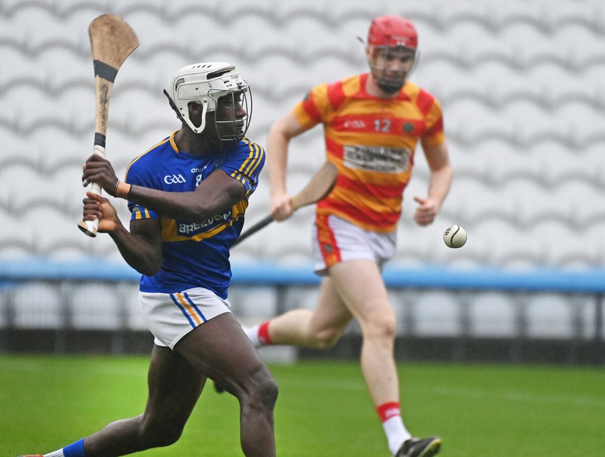 Carrigtwohill's Justin Oke shoots against Newcestown during the Co-Op Superstores Cork SAHC semi-final at Pairc Ui Chaoimh. Picture: Eddie O'Hare
