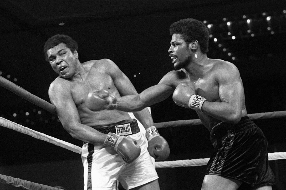 Leon Spinks, right, connects with a right hook to Muhammad Ali, during the late rounds of their championship fight in Las Vegas. Leon Spinks, right, connects with a right hook to Muhammad Ali, during the late rounds of their championship fight in Las Vegas.