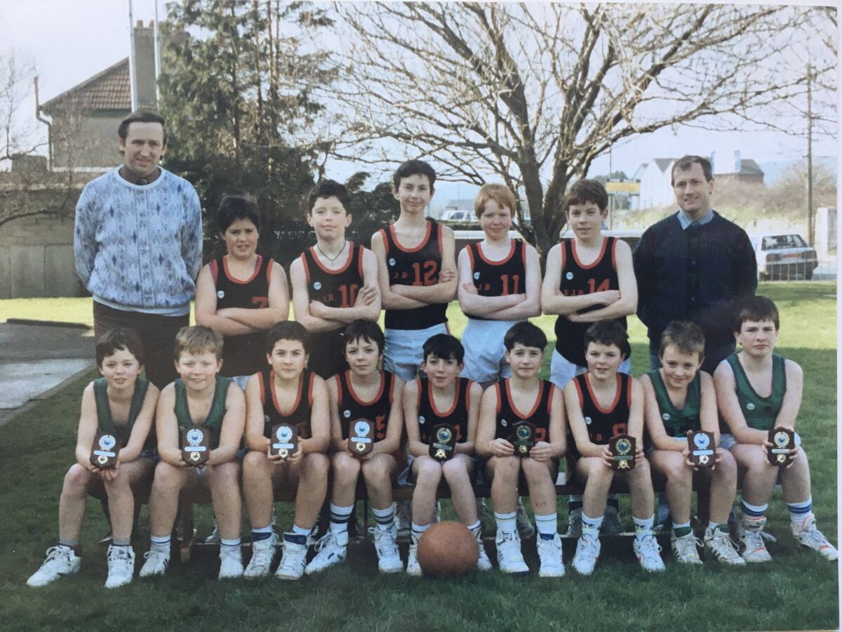 Coach Noel Ryan with one of the early St Mary's Boys School Carrigtwohill teams Coach Noel Ryan with one of the early St Mary's Boys School Carrigtwohill teams