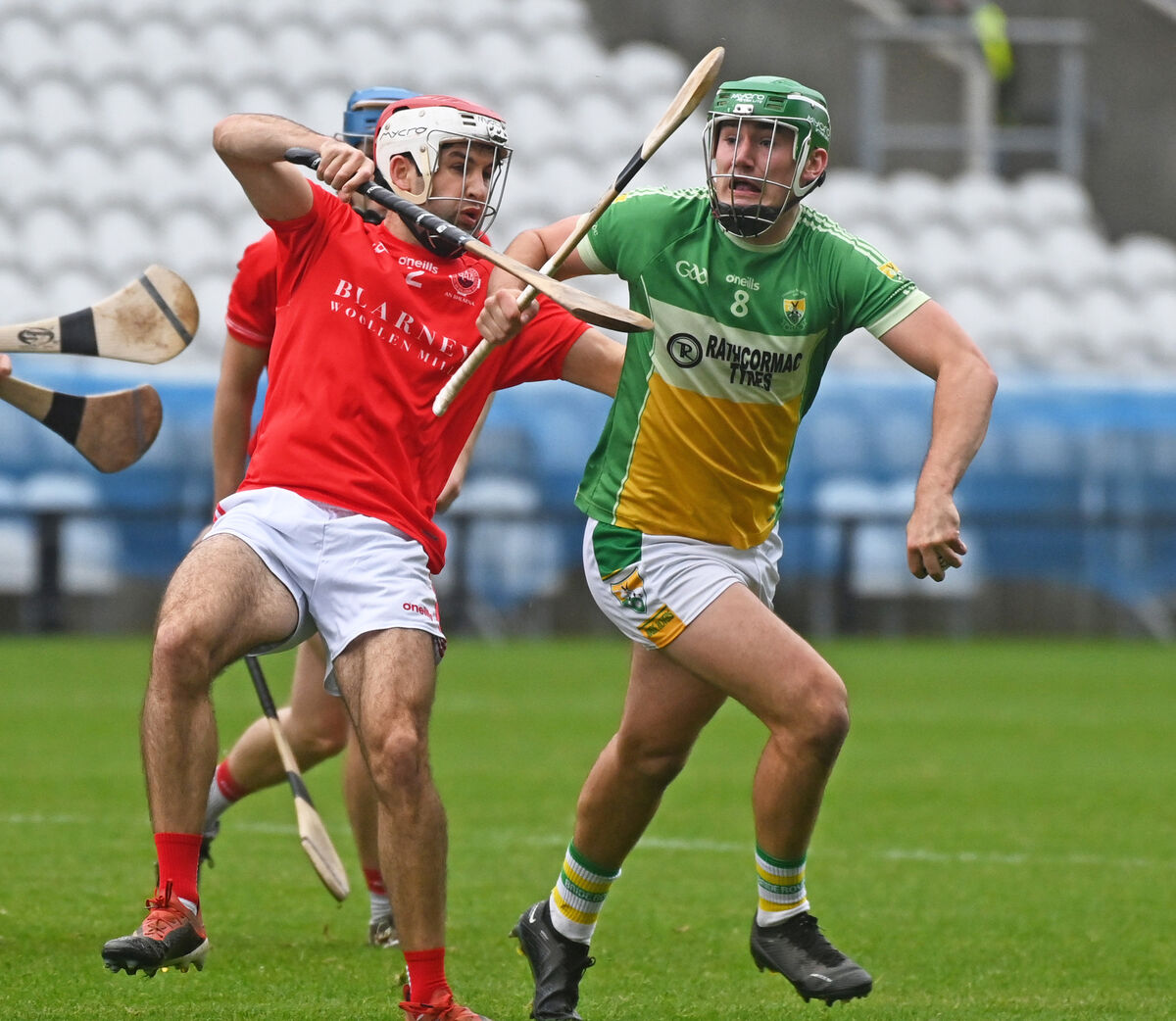 Bride Rovers' Brian Roche is tackled by Blarney's Seán Crowley during Saturday's game. Picture: Eddie O'Hare