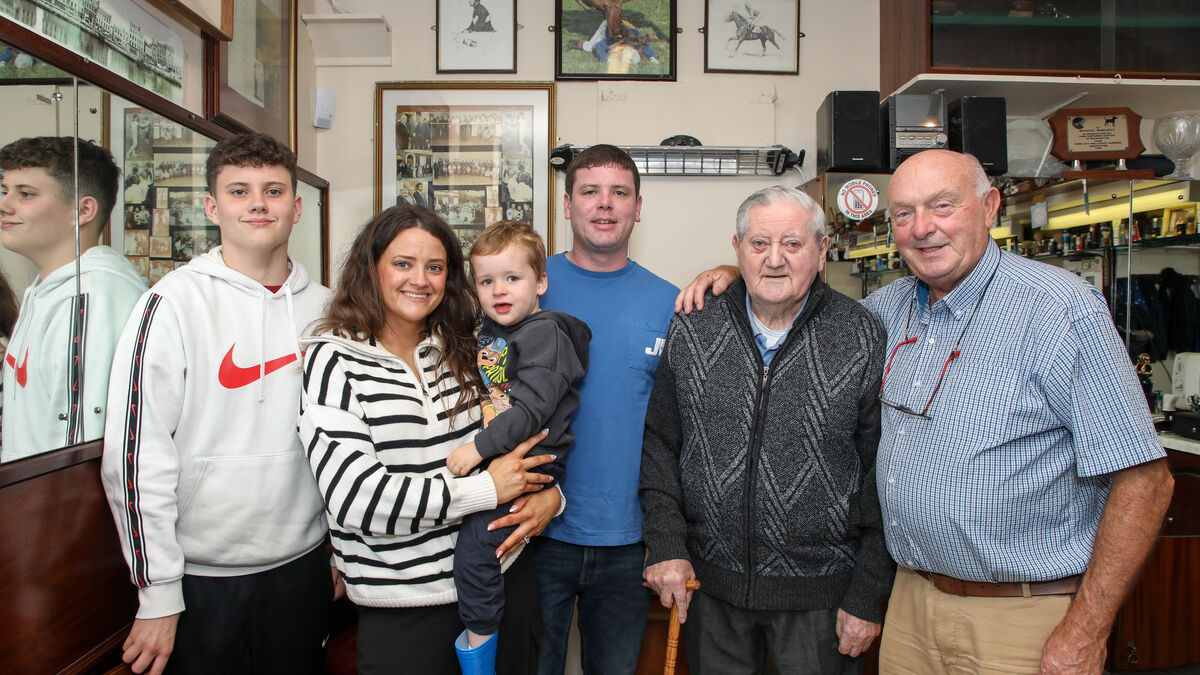 Four generations of Cork family visit ‘Baldy Barber’ ahead of wedding 