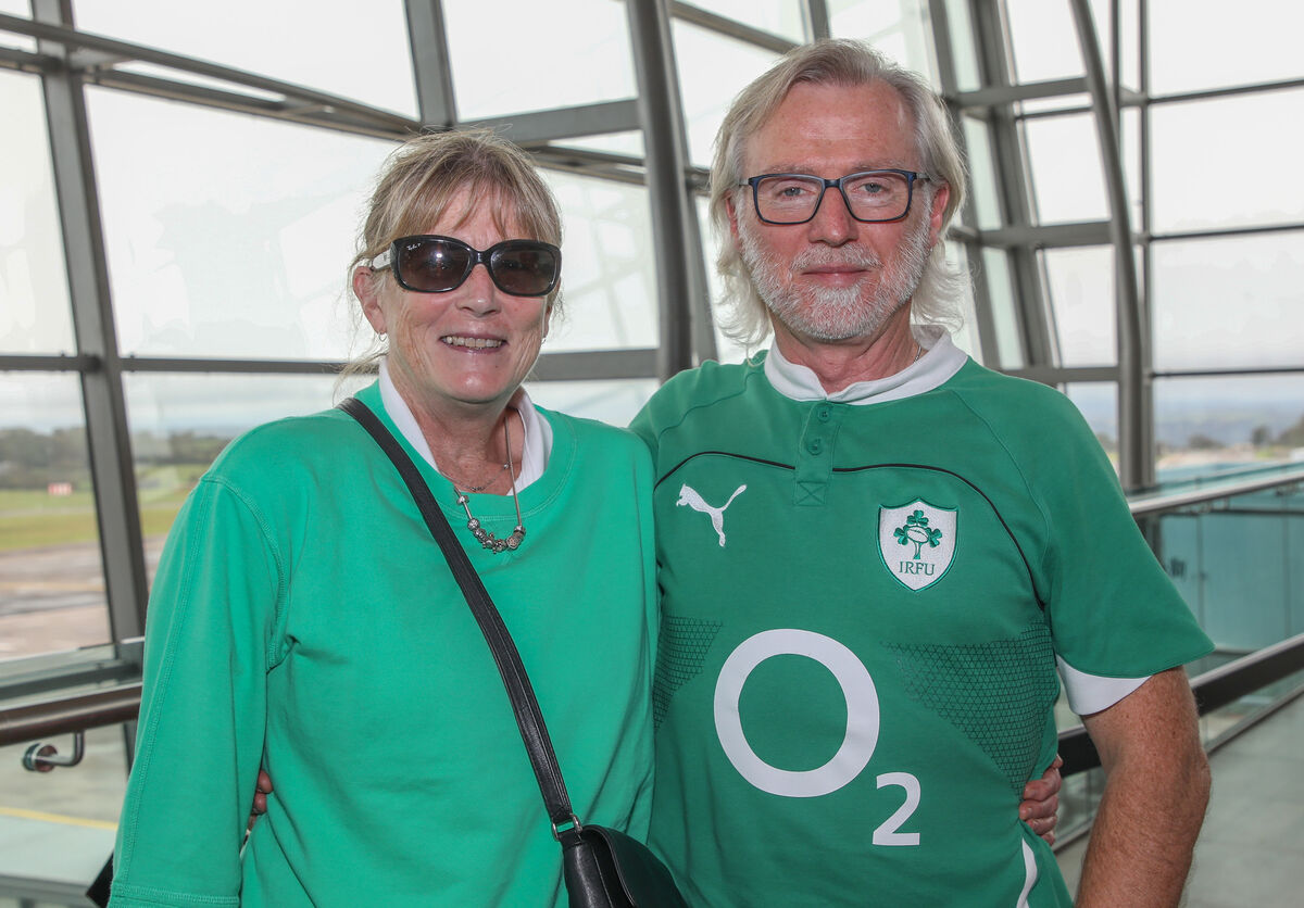 Mary and Emmet Walls from Waterford at Cork Airport as they prepare to travel to the Ireland v Scotland game in the Rugby World Cup match that is being held in Paris. - Picture: David Creedon Mary and Emmet Walls from Waterford at Cork Airport as they prepare to travel to the Ireland v Scotland game in the Rugby World Cup match that is being held in Paris. - Picture: David Creedon