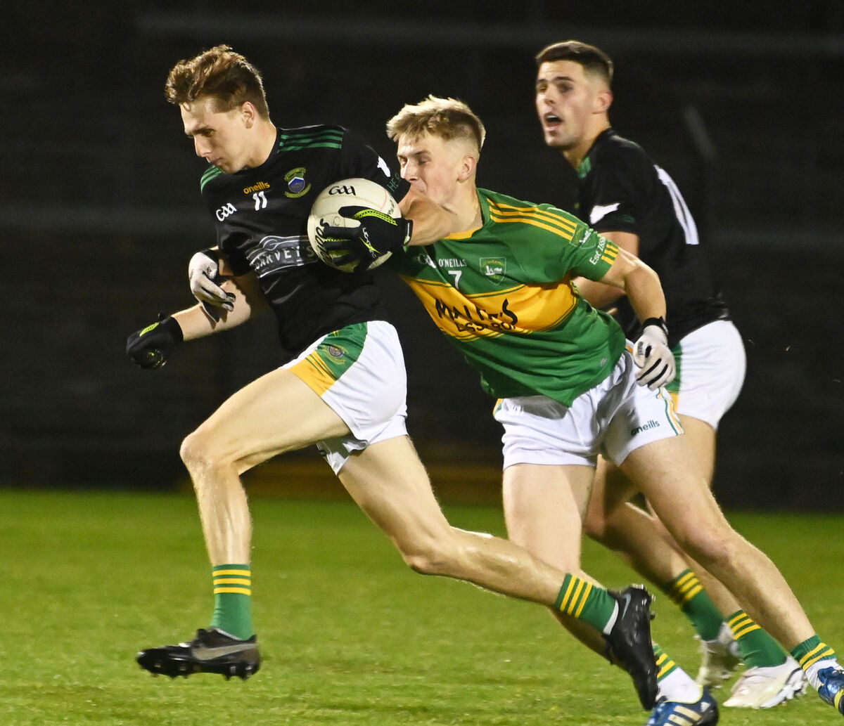 Cobh's Nathan O'Connell bursts past Kilmurry's Tomás Collins. Picture: Eddie O'Hare Cobh's Nathan O'Connell bursts past Kilmurry's Tomás Collins. Picture: Eddie O'Hare