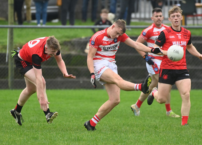Adrigole's Charlie O'Sullivan shoots from Mitchelstown's Ryan Donegan at Kilmurry. Picture: Eddie O'Hare