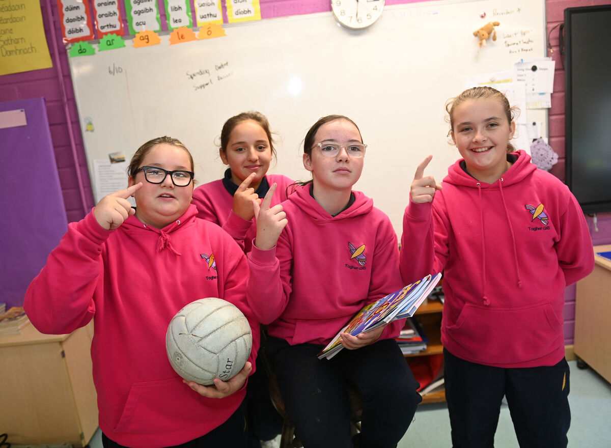 Ellie-May, Adina, Caoimhe and Sophie from 6th class. Pic Larry Cummins Ellie-May, Adina, Caoimhe and Sophie from 6th class. Pic Larry Cummins