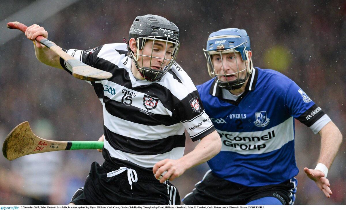 Midleton's Brian Hartnett tracked by Ray Ryan in the 2013 final. Picture: Diarmuid Greene/Sportsfile
