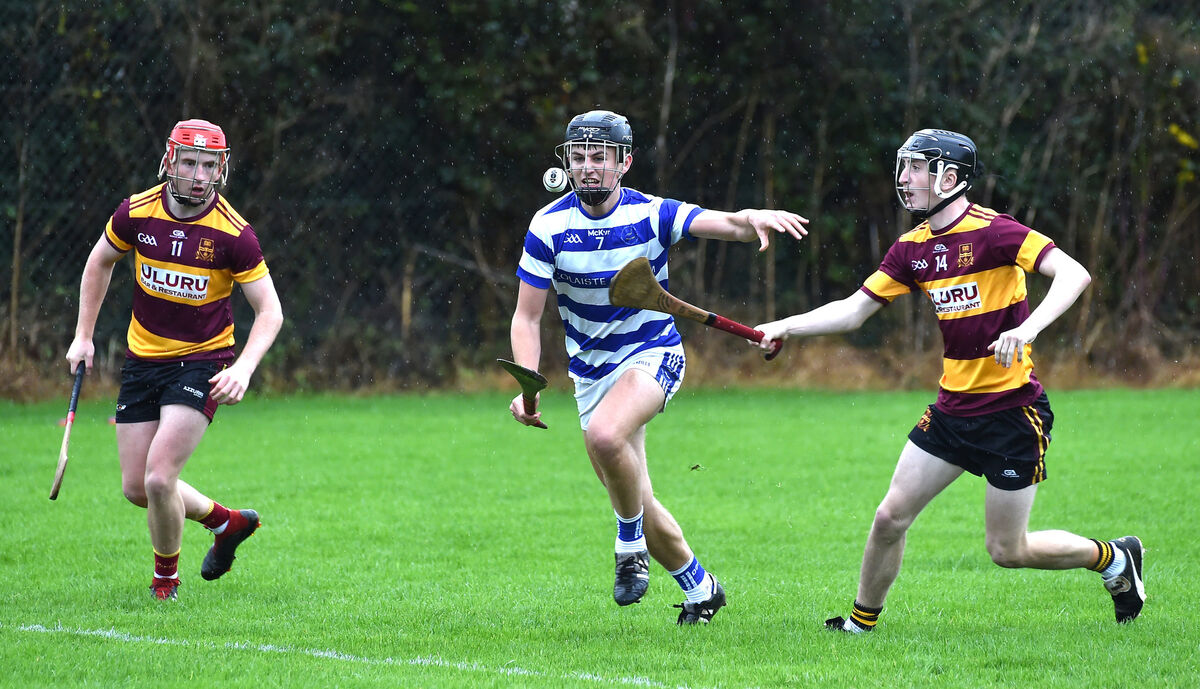 De La Salle Waterford players Colm Hartley and Robbie Doherty watching the breaking Darragh Clifford, Coláiste Choilm, during the Harty Cup match in Dungarvan, County Waterford. Picture: Dan Linehan De La Salle Waterford players Colm Hartley and Robbie Doherty watching the breaking Darragh Clifford, Coláiste Choilm, during the Harty Cup match in Dungarvan, County Waterford. Picture: Dan Linehan
