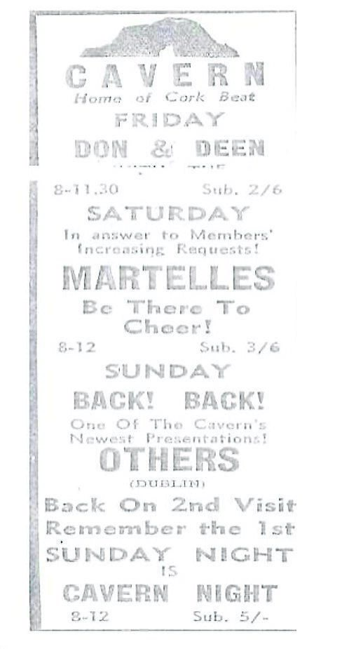 Cavern ad in the 1960s. Cavern ad in the 1960s.
