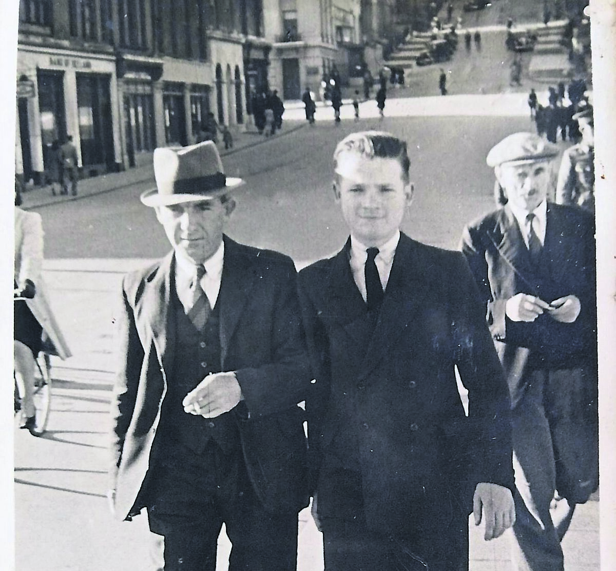 Joan McCarthy’s grandfather and father on Patrick’s Bridge. Joan McCarthy’s grandfather and father on Patrick’s Bridge.