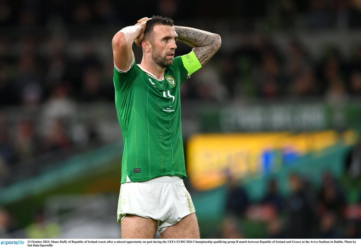 Shane Duffy of Republic of Ireland reacts after a missed opportunity on goal. Picture: Seb Daly/Sportsfile