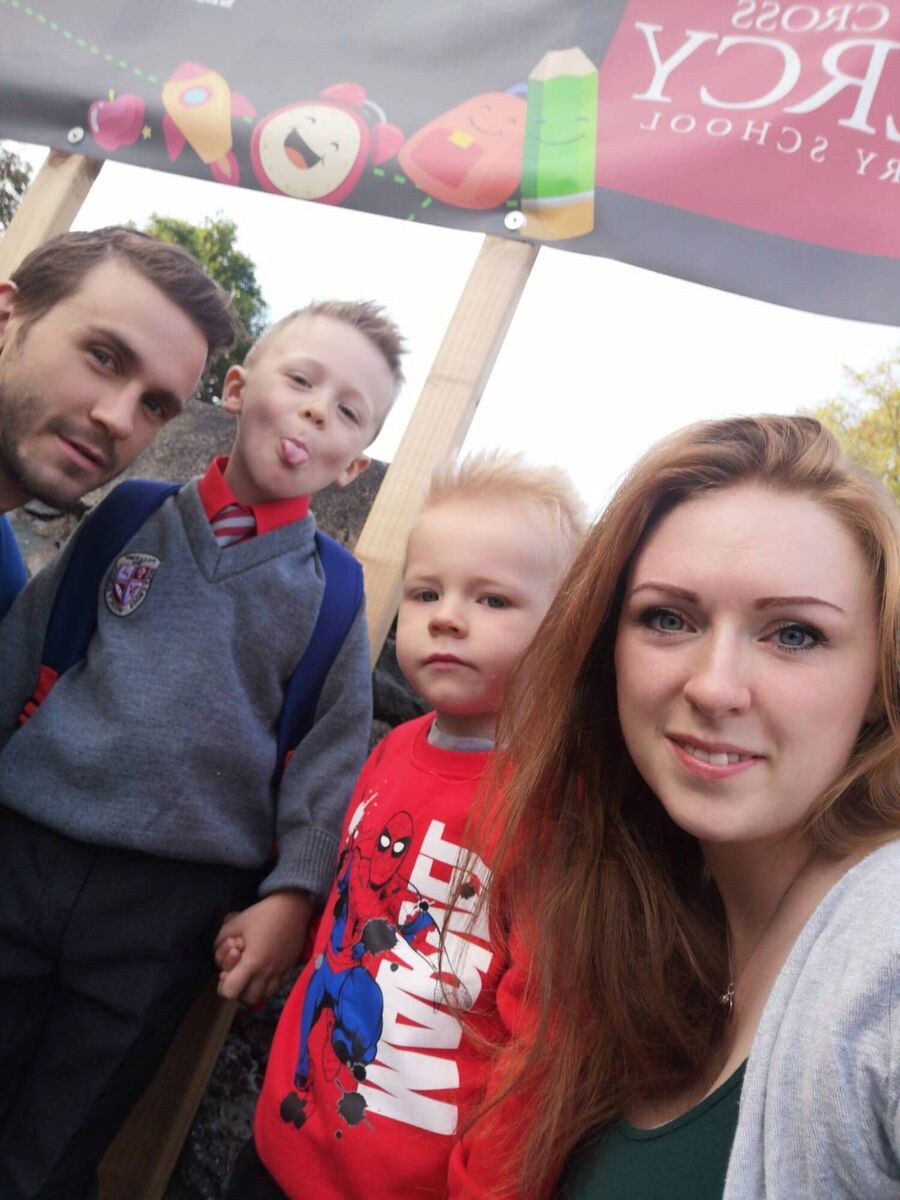 From left Matthew Real with his sons Jackson Real and Charlie Real and their mother (his fiancée) Rosie Byrne. The couple feature in this week's How I Met My Partner = 