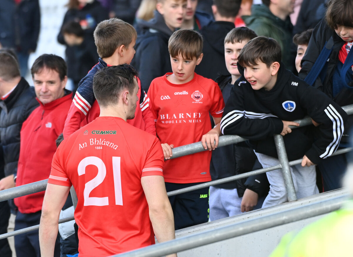  Blarney's Mark Coleman with supporters after defeating Bride Rovers' in the Co-op SuperStores Cork SAHC semi-final at Páirc Uí Chaoimh. Picture: Eddie O'Hare