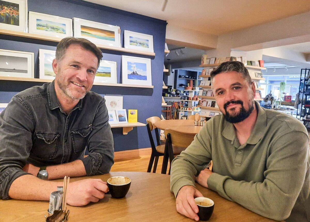 Dave McLaughlin and Tony Speight discussing their partnership over a brew at The Grey Heron. Picture: Richard Gordon. Dave McLaughlin and Tony Speight discussing their partnership over a brew at The Grey Heron. Picture: Richard Gordon.