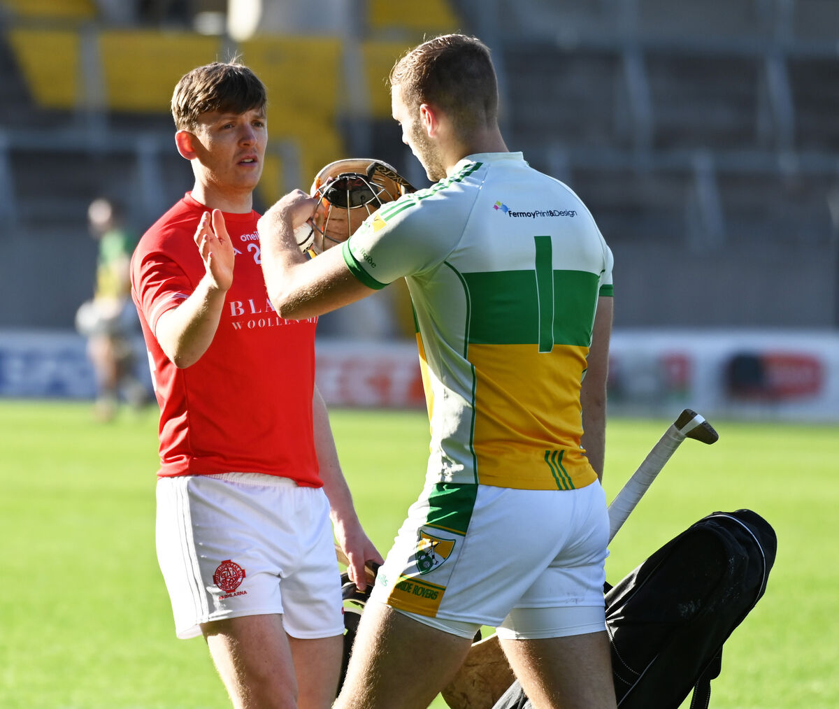 Blarney's Mark O'Leary with Bride Rovers' Cian Hogan. Picture: Eddie O'Hare Blarney's Mark O'Leary with Bride Rovers' Cian Hogan. Picture: Eddie O'Hare