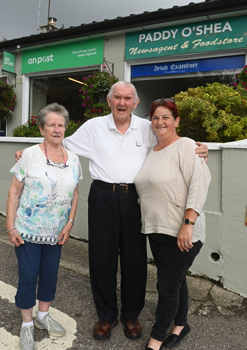 Postmaster and postmistress Paddy and Frankie O'Shea with assistant Trish Leahy at Upper Aghada post office. Picture; Eddie O'Hare