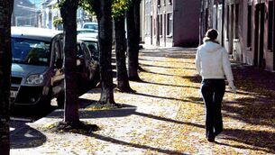 <p class="contextmenu internal_Caption">An autumnal pavement of golden leaves in Great William O’Brien Street, Blackpool</p>