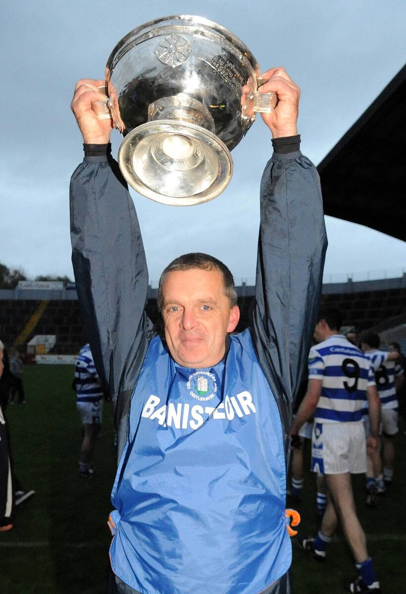 Castlehaven manager James McCarthy raises the trophy after defeating Duhallow in the Cork SFC final at Pairc Ui Chaoimh Castlehaven manager James McCarthy raises the trophy after defeating Duhallow in the Cork SFC final at Pairc Ui Chaoimh