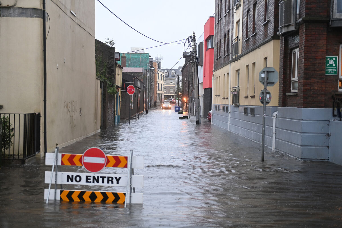  Flood waters on Rutland Street, Cork city during Storm Babet on Wednesday morning. Picture: Larry Cummins