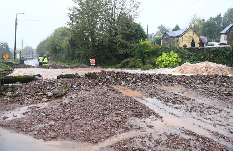 Water pouring across the road in Glanmire Picture; Eddie O'Hare Water pouring across the road in Glanmire Picture; Eddie O'Hare