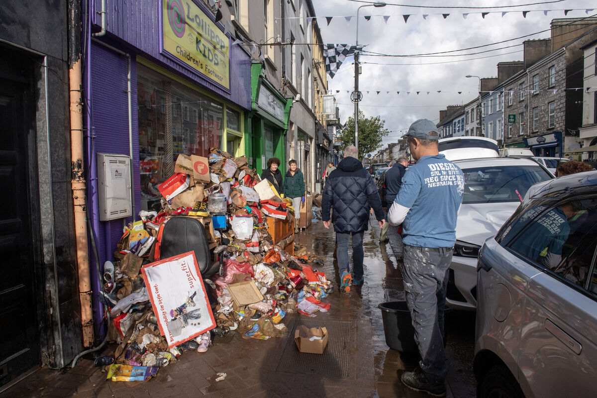 Cleaning up at Lollipop Kids on Main Street, Midleton, Cork after the flooding. Picture Dan Linehan Cleaning up at Lollipop Kids on Main Street, Midleton, Cork after the flooding. Picture Dan Linehan