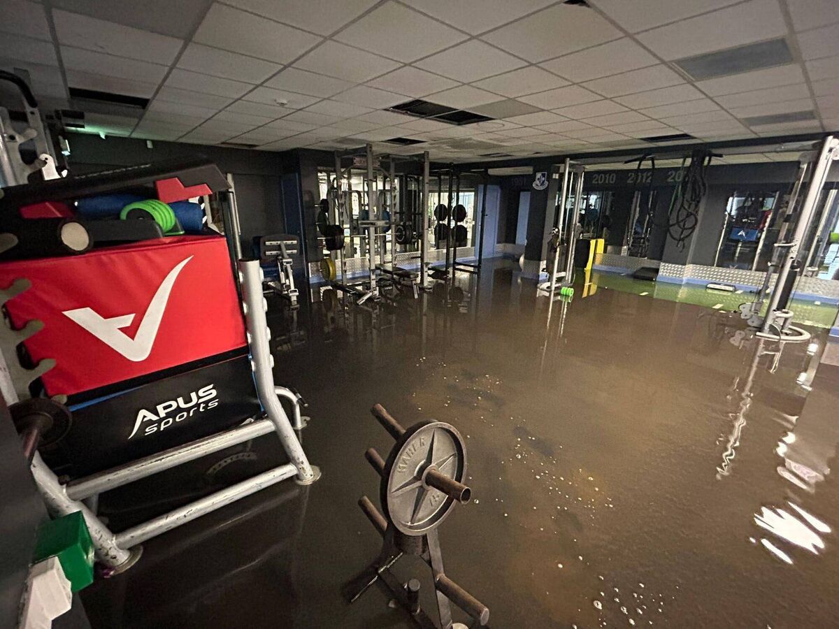Flooding inside the Sarsfields GAA club building 
