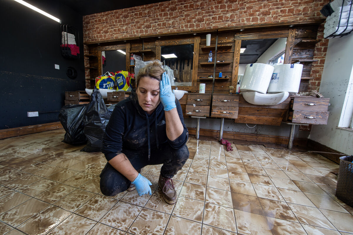 A distraught Lia Vaz at The Urban Shave which had been renovated six months ago and now destroyed by the flooding in Midleton, Co Cork. Picture Dan Linehan A distraught Lia Vaz at The Urban Shave which had been renovated six months ago and now destroyed by the flooding in Midleton, Co Cork. Picture Dan Linehan