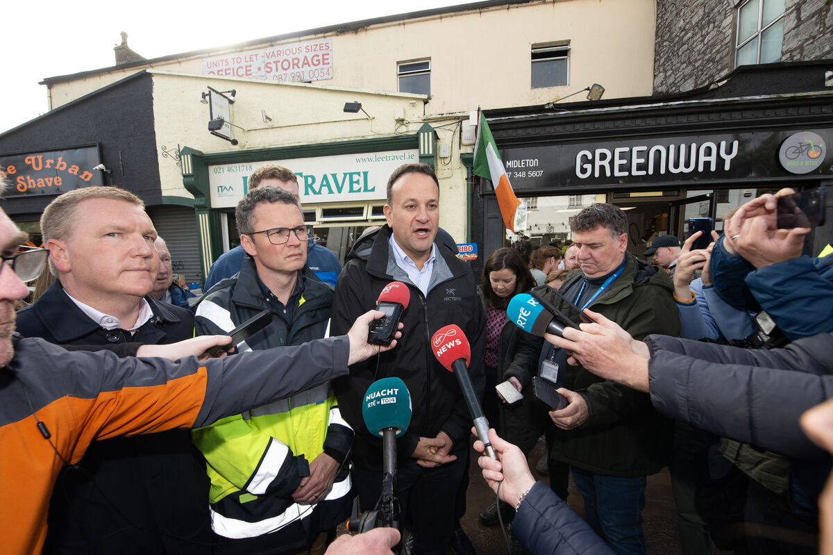 Taoiseach Leo Varadkar speaking to members of the press during his visit to Midleton yesterday. Picture: Dan Linehan Taoiseach Leo Varadkar speaking to members of the press during his visit to Midleton yesterday. Picture: Dan Linehan
