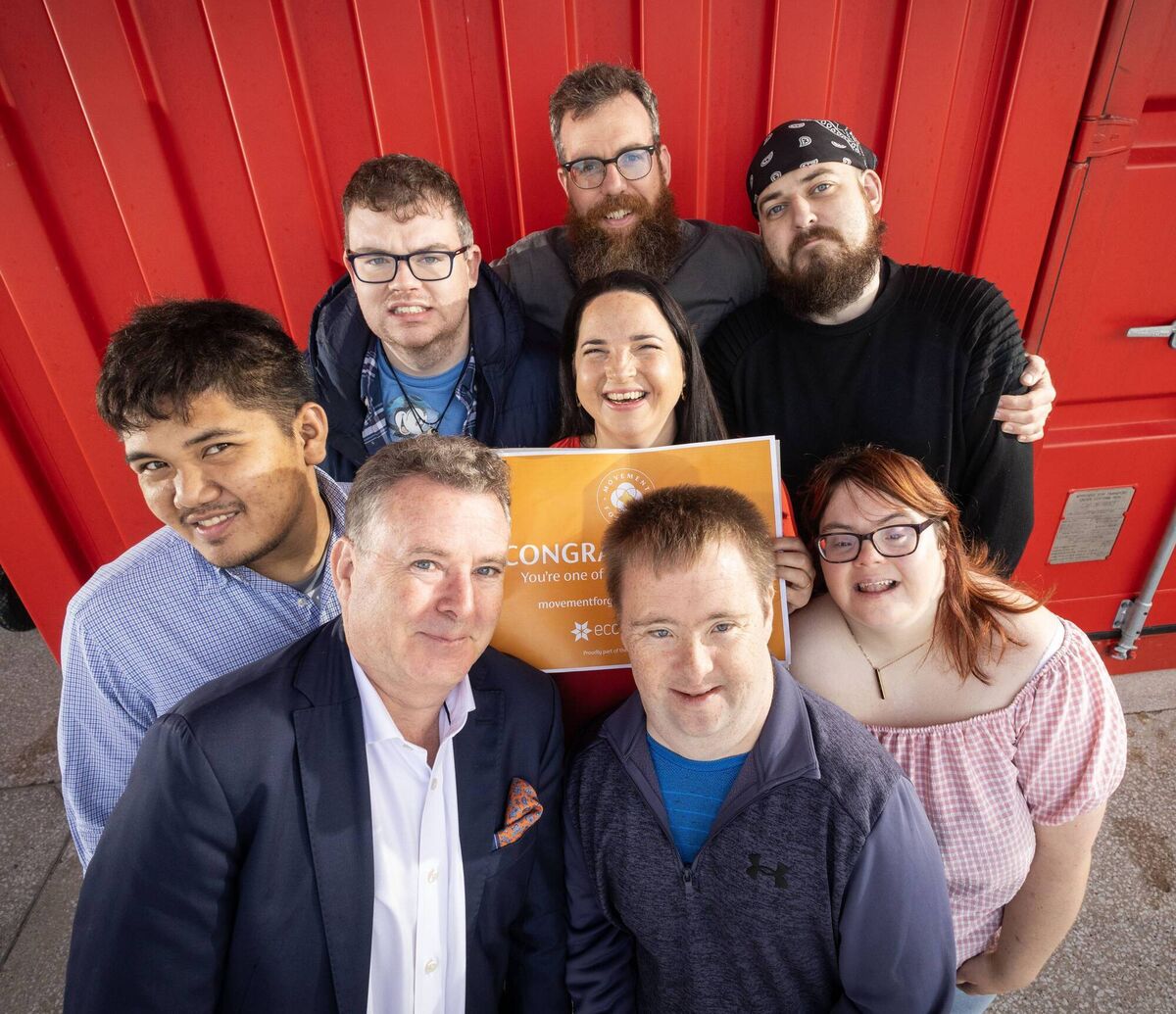 (From row) Scott Hayes, Ecclesiastical Insurance, and Paul Fitzgerald, with (left/right) Xean Landingin, Shane Crosbie, Andy Forrestal, Suisha Inclusive Arts at the Cope Foundation, Susan Holland, Head of Participation & Engagement at Cork Midsummer Festival, and Fergus Hegarty. (From row) Scott Hayes, Ecclesiastical Insurance, and Paul Fitzgerald, with (left/right) Xean Landingin, Shane Crosbie, Andy Forrestal, Suisha Inclusive Arts at the Cope Foundation, Susan Holland, Head of Participation & Engagement at Cork Midsummer Festival, and Fergus Hegarty.
