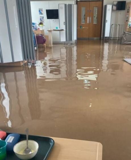 Flooding at Midleton Community Hospital on Wednesday, October 18. Picture: Twitter Flooding at Midleton Community Hospital on Wednesday, October 18. Picture: Twitter
