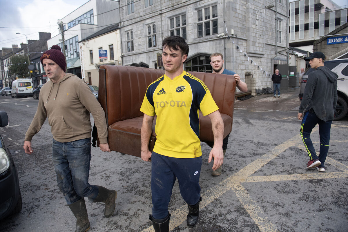  Cleaning up after the floods in Midleton, Co Cork; Picture Dan Linehan