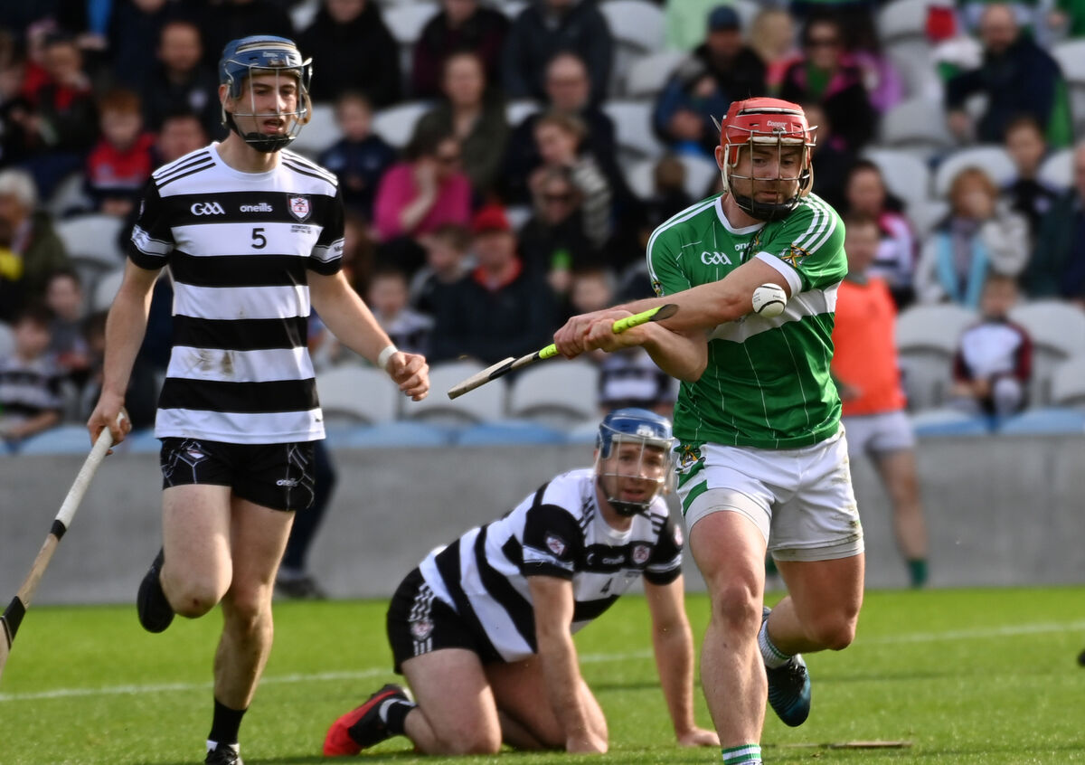 Aghabullogue's John Corkery hammers home his goal against Midleton during the Co-Op Superstores IAHC final at Pairc Ui Chaoimh. Picture; Eddie O'Hare