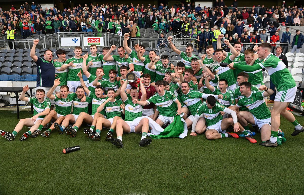 Aghabullogue's captain Shane Tarrant and players celebrate after defeating Midleton in the Co-Op Superstores IAHC final at Pairc Ui Chaoimh. Picture; Eddie O'Hare