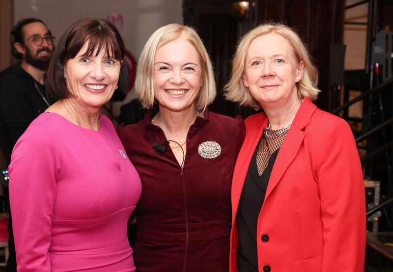 Loretta Dignam, founder &amp; CEO The Menopause Hub, Chair of Menopause Mandate and author of Cracking the Menopause, Mariella Frostrup and Breda Bermingham, Midlife Women Rock Project, at the National Menopause Summit. Picture: Marc O'Sullivan