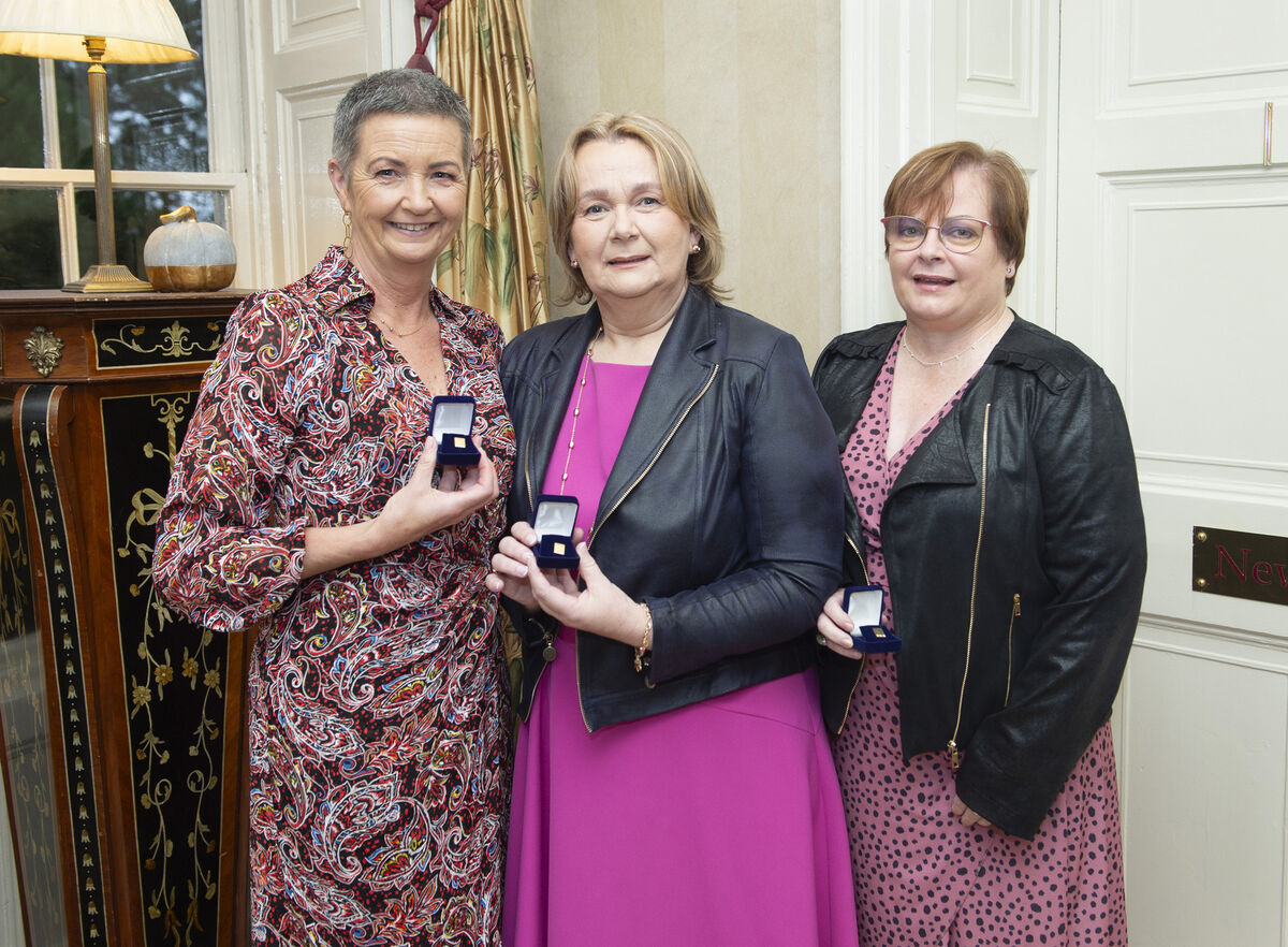 Mariead Barry, Ardmore Received the 40 year service award, Noirin Kiely, Ballinhassig Received the 40 year service award and Sandra Burke, Midleton.Photo: Gerard McCarthy. Mariead Barry, Ardmore Received the 40 year service award, Noirin Kiely, Ballinhassig Received the 40 year service award and Sandra Burke, Midleton.Photo: Gerard McCarthy.