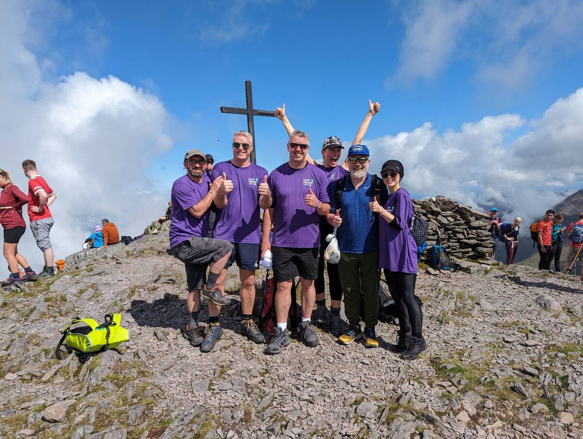 Johnson Controls staff who climbed up Carrauntoohil in aid of Cystic Fibrosis Ireland. Johnson Controls staff who climbed up Carrauntoohil in aid of Cystic Fibrosis Ireland.