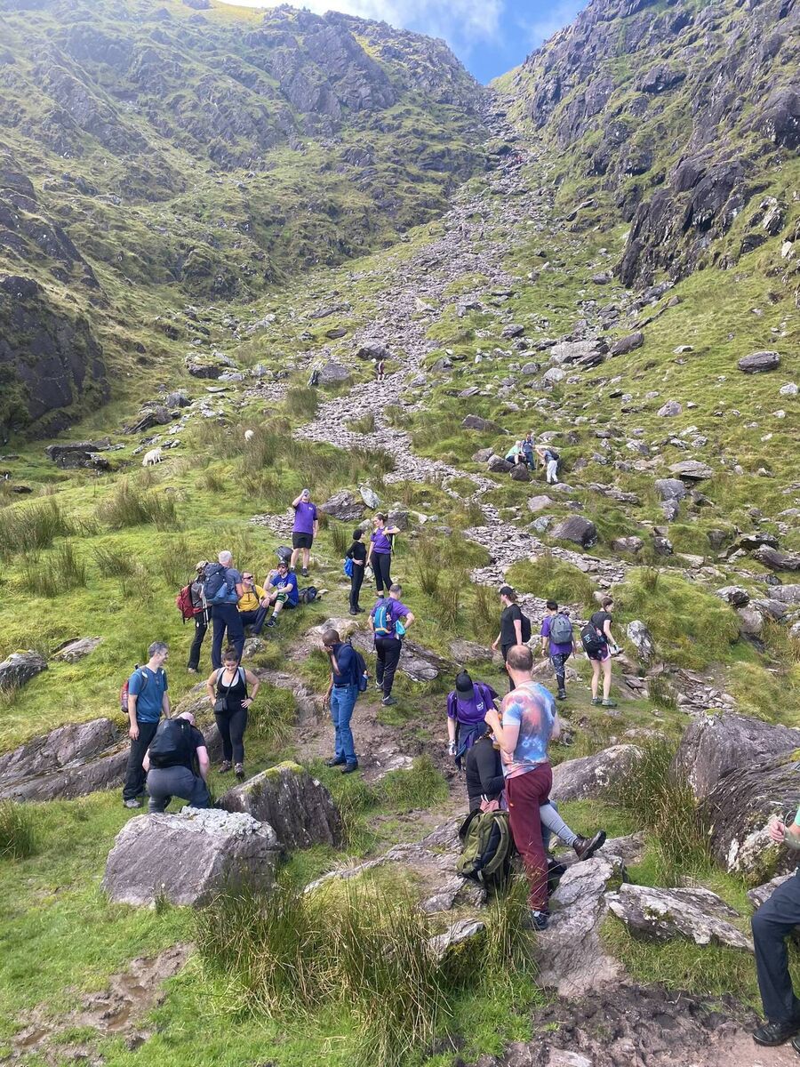 The group as they climbed. The group as they climbed.