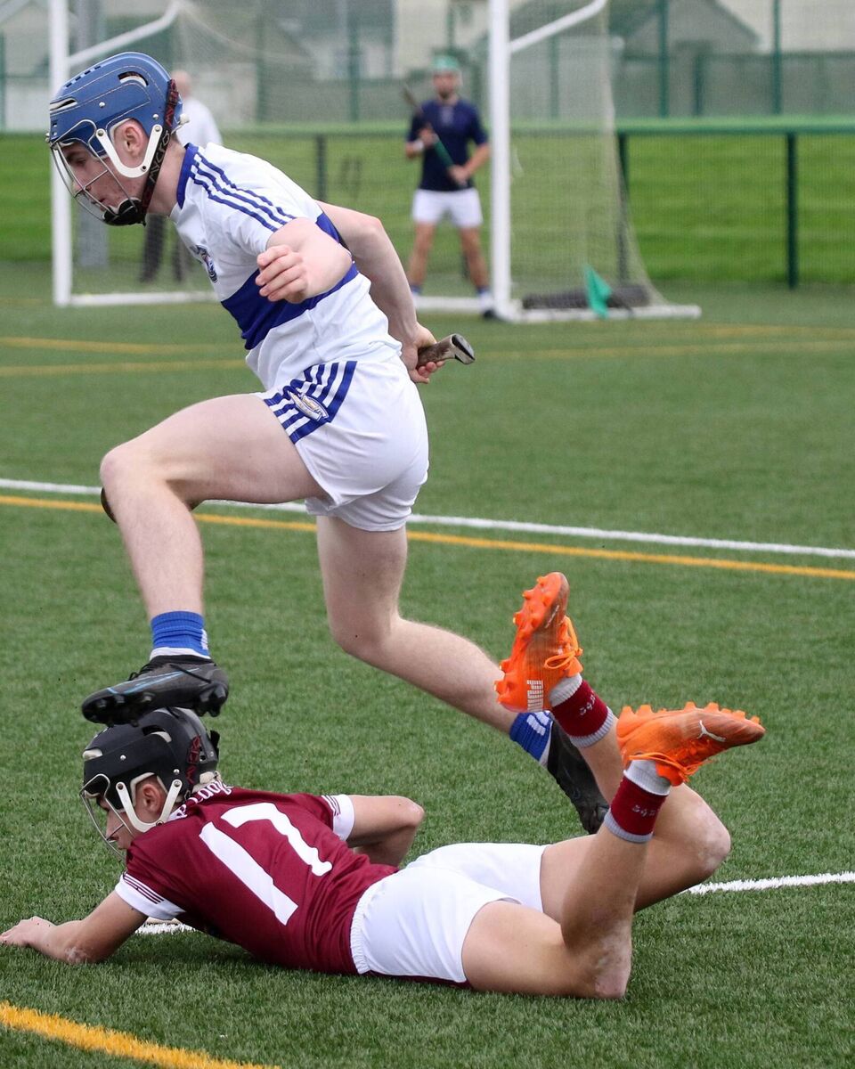 C GS Colaiste Mhuire v Our Lady's Templemore in the Harty Cup Match Philip O'Dwyer, Our Lady's Templemore, and Jack MacCraith, C GS Colaiste Mhuire ,searching for the Sliotar in the Harty Cup Match Picture Brendan Gleeson